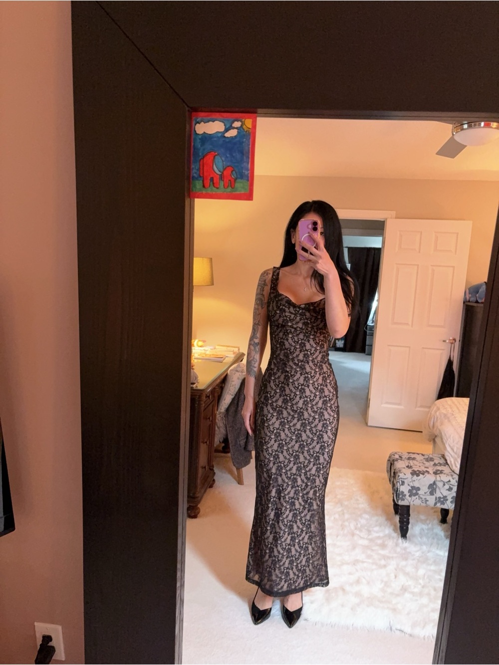 Princess Polly Black Lace Maxi Dress